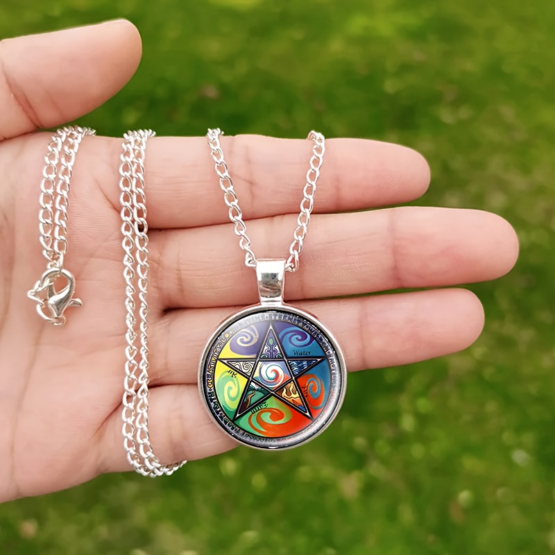 4pc Pentagram Magic Circle Jewelry Set with Necklace, Bracelet, and Earrings